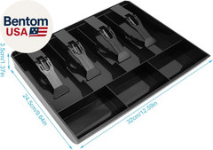 Cash Register Drawer Insert Tray with 4 Bill/3 Coin Compartments for Money Stora