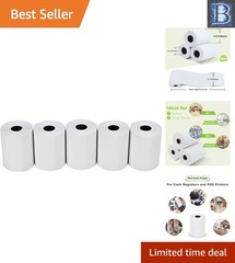 5-Pack 2 1/4″ x 50′ Thermal Paper Rolls for Cash Register and POS Systems
