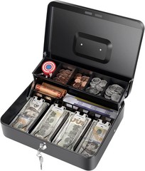 Cash Box with Money Tray and Key Lock,Saving Lock Box with Money Tray Storage…