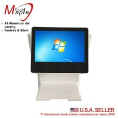 White 15″ POS touch computer all in one with 10.1″ second display