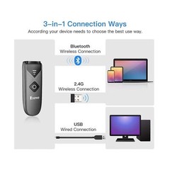 2-Pack Eyoyo Mini QR 2D&1D Bluetooth Barcode Scanner Portable Wireless Barcod…