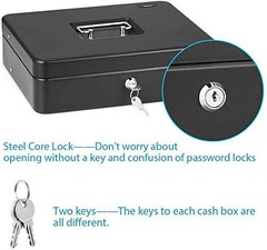 SentrySafe Money Safe Cash Box with Money Tray and Key Lock, 0.21 Cubic Feet, 3.