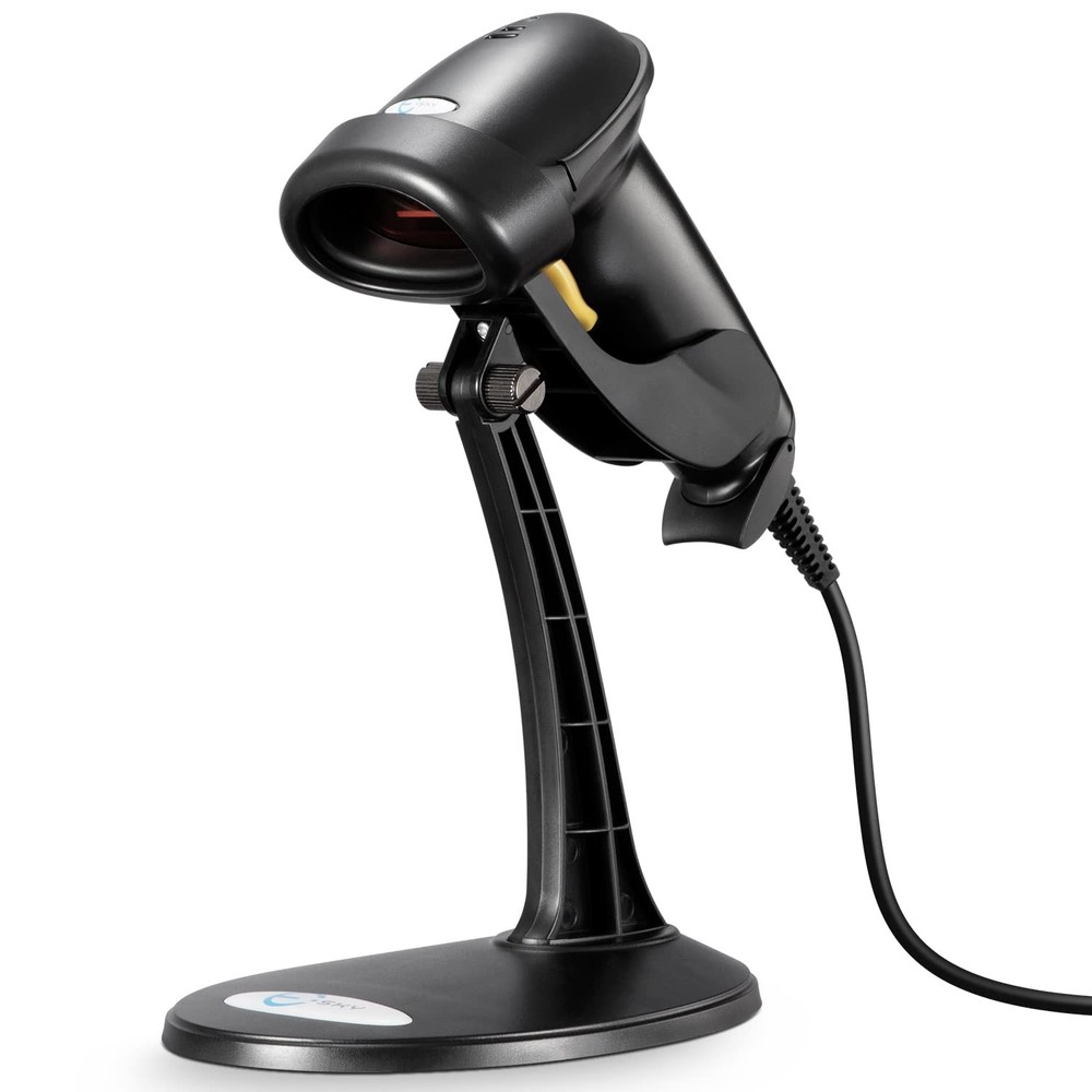 Barcode Scanner with Stand, Wired Handheld Bar Code Scanner with Adjustable S…