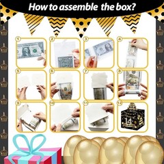 14TH Birthday Money Box for Cash Gift, Surprise Pull Out Money Gift Box
