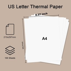 100 Sheets A4 Thermal Paper 8.27×11.69′ Thermal Paper(210 x 297 mm Portable