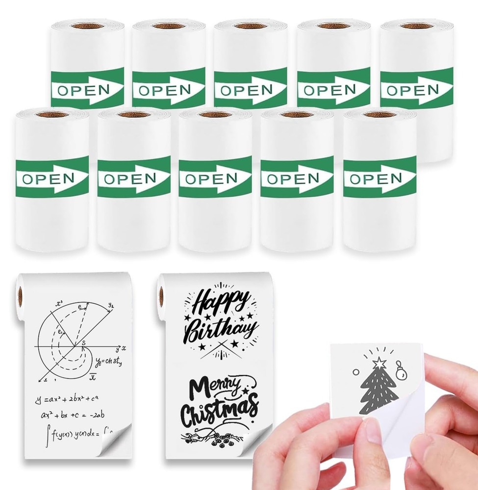 10 Rolls Self-Adhesive Thermal Paper, Glossy Thermal Printer Paper for Mini P…