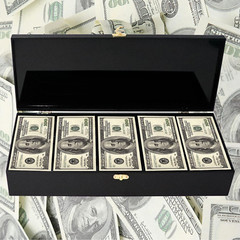 Black Acrylic Lockable Currency Tray, 5 Compartment Money Organizer for Cash, Ca