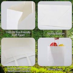 OEMVALATY 100Pcs 5.9×3.2×8.3 Inch Small White Paper Bags with Handles Bulk Gi…