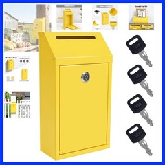 Locking Cash Box with Lock and Slot, Metal Money Donation Box with 4 Keys Wal…