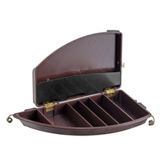 Round Serving Tray With Money Maid Clip on Brown Cash and Change Caddy Waitress