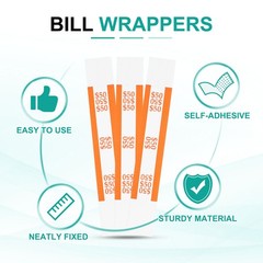 100Pcs Money Band 50 Dollar Money Bill Wrapper Self-Adhesive Bill Band Orange
