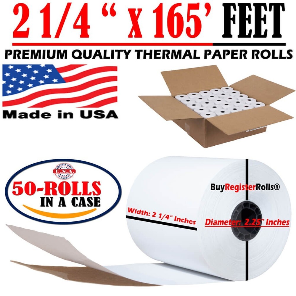 2 1/4″ x 165 feet Thermal POS Credit Rolls Sharp XEA407 Bpa Free- 50 Rolls
