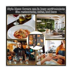 Cinnvoice 48 Pcs Restaurant Menu Covers 8.5 x 11 Inch Book Style 3 Page 6 Vie…
