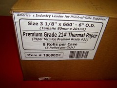 3 1/8″ X 660′ 6″ O.D. Premium Grade 21# Thermal Paper 1″ Solid Wall Core 8 Rolls