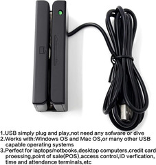 USB Magnetic Stripe Card Reader 3 Track POS Credit Card Swiper Magstripe
