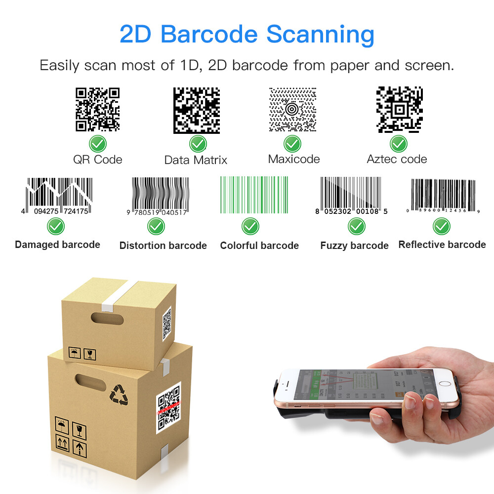 Eyoyo Wireless Phone Back Clip 2D QR Code Barcode Scanner PC Reader for Iphone