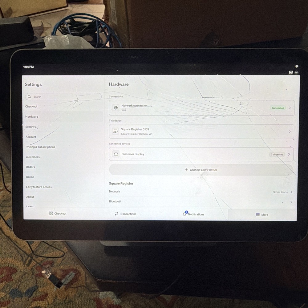 Square Square Register POS Touchscreen Terminal – Cracked Screen
