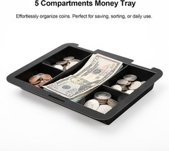 Freestanding Cash Box with Key Lock and Spacious Removable Tray – Office & Home