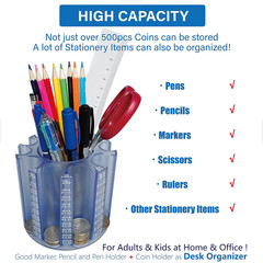Coin Counter Change Sorter｜Pen & Pencil Holder as Desk Organizer｜Piggy