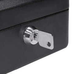 BARSKA 6 Inch Small Steel Cash Box Safe w/ Removable Tray and Key Lock, CB11828