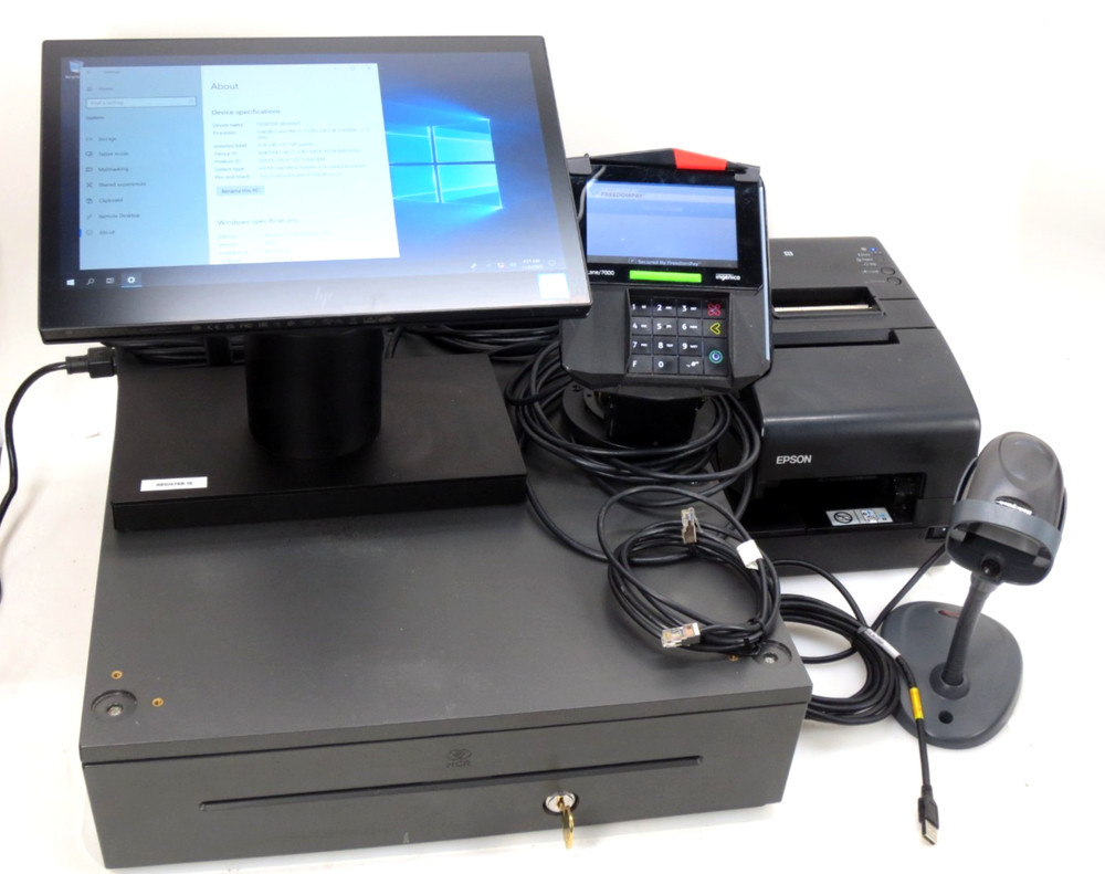 Pole Mounted POS System – Engage One by HP w/ Printer, Scanner, Register & CC