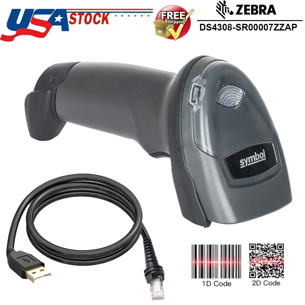 Zebra DS4308-SR00007ZZAP Corded Handheld 2D Barcode Scanner With USB Cable US