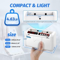 Frifreego Battery Operated Bill Counter Machine, Portable Rechargeable Money …