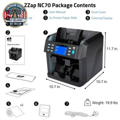 NC70 Mixed Denomination Bill Counter/2 Pocket Sorter/Counterfeit Detector – Mone