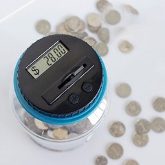 Electronic Digital LCD Coin Counter Counting Jar Money Saving Piggy Bank 1.8L OY