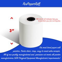 PM Company Cash Register Paper Rolls, 3 Inch x 165 Feet, 50 Rolls per Carton