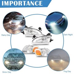Headlight Assembly Pair Replacement For 1998-2000 for Toyota Corolla
