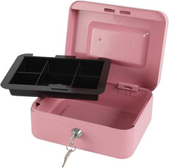 Locking Steel Medium Cash Box with Removable Coin Tray and Key Lock,7.87″X 6.30″