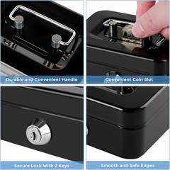 Cash Box with Lock Small Cute Lock Box with Money Slot Mini Portable Casino Safe
