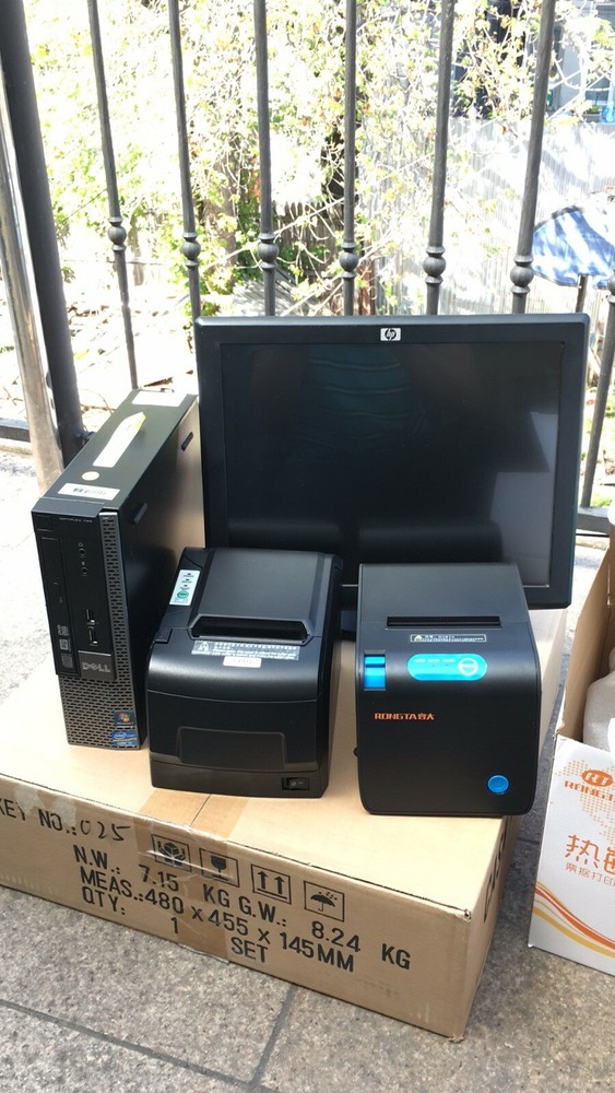 15″ Touchscreen All In One POS System Restaurant Point Of Sale 2 Printers