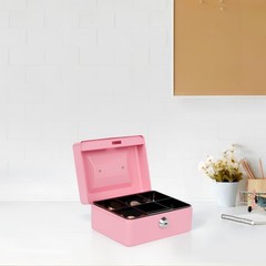Black Small Cash Box Money Tray Lock Key Petty Metal Bank 5.9×4.7×3.1 Inches