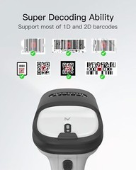 Inateck 2D Barcode Scanner Wireless Bluetooth QR Code Scanner W/ AI APP & SDK