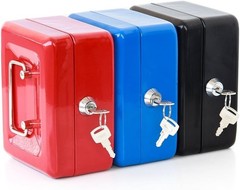 Sturdy Portable Cash Box with Key Lock and Removable Tray – Blue Security Box