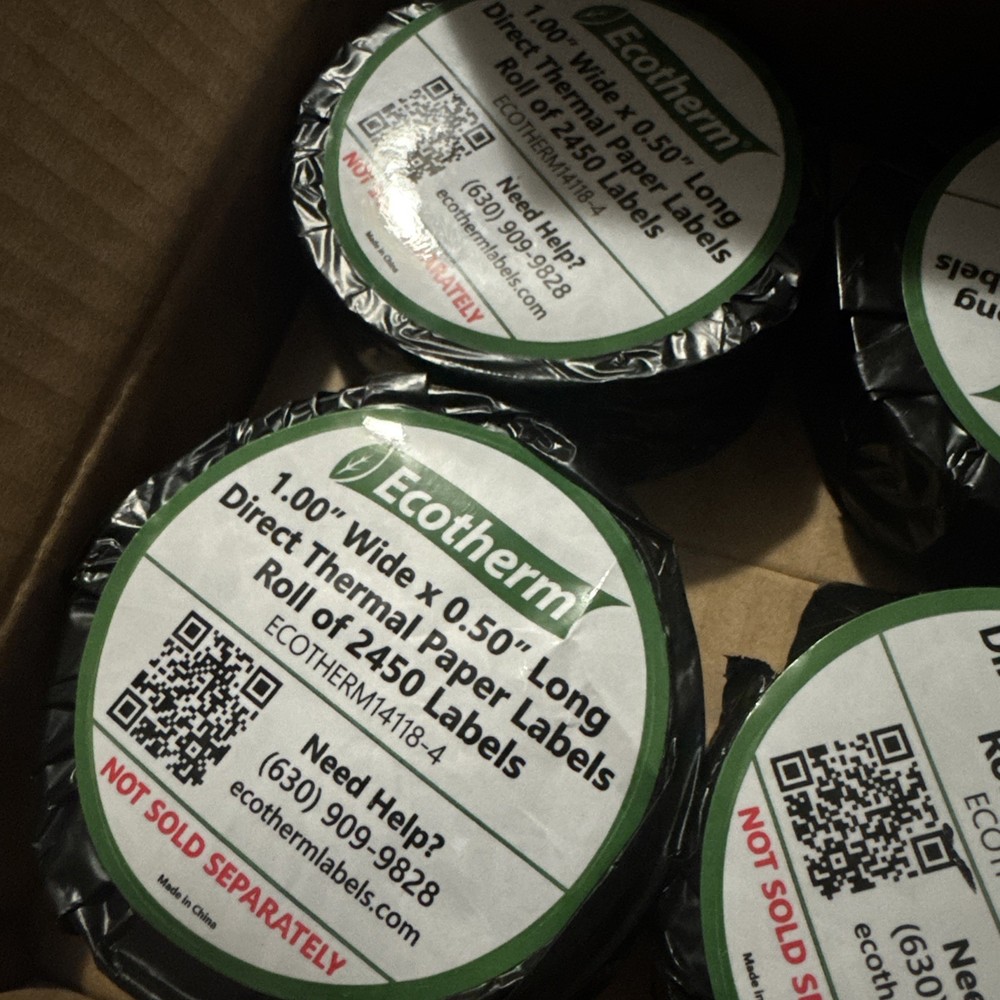 Ecotherm 1.00 Inch Wide Direct Thermal Paper Roll set of 4