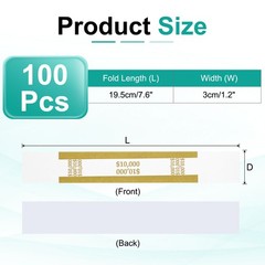 100pcs, Money Band 10000 Dollar Money Bill Wrapper Self-Adhesive Dark Yellow