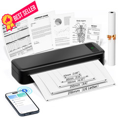 Portable Printers Wireless for Travel, A285M Small Inkless Small, Black