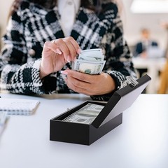 Acrylic Lockable Cash Box, Cash Organizer, Single Row Currency Tray Storage