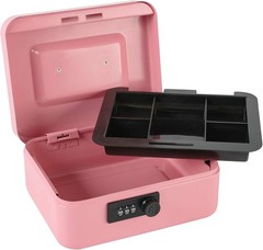 Portable Pink Cash Box Safe with Combination Lock – Freestanding, Durable Design