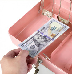 Locking Cash Box with Key Lock and Money Tray, Money Box, Lock Safe Box, Cash Mo