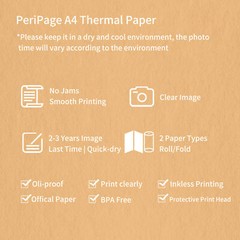 PeriPage 2 Rolls 50Sheets A4 Thermal Paper 210x30mm fr A40 Thermal Printer K5K8