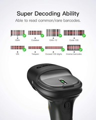 Wireless Bluetooth Barcode Scanner Charging Base1D 2.4G Read On Screen