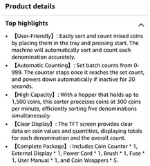 Aneken Coin Counter and Sorter with TFT Display – Accurate Sorting Machine