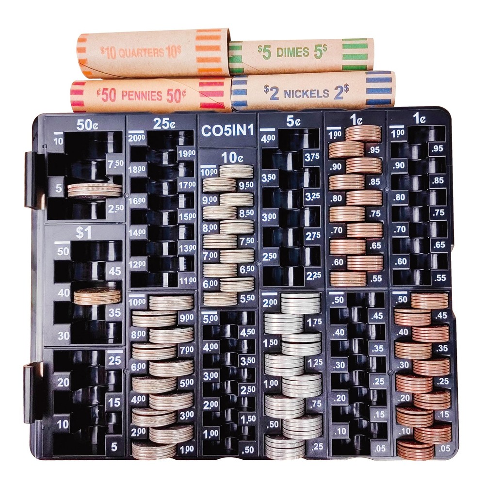 Coin Sorting Tray Coin Counter with Lid for All Coins Accurate & Easy to Wrap