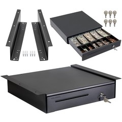 Cash Register Drawer 16″ Black – 5 Bill 6 Coin Slots, Under Counter Mounting