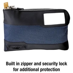 Locking Zippered BANK MONEY BAG 2 Keys BLUE cash Night Deposit MASTER LOCK 7120D