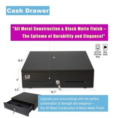 GoldBrush 16″ Cash Drawer for POS Systems with 3 Unlocking Modes and RJ11/RJ12